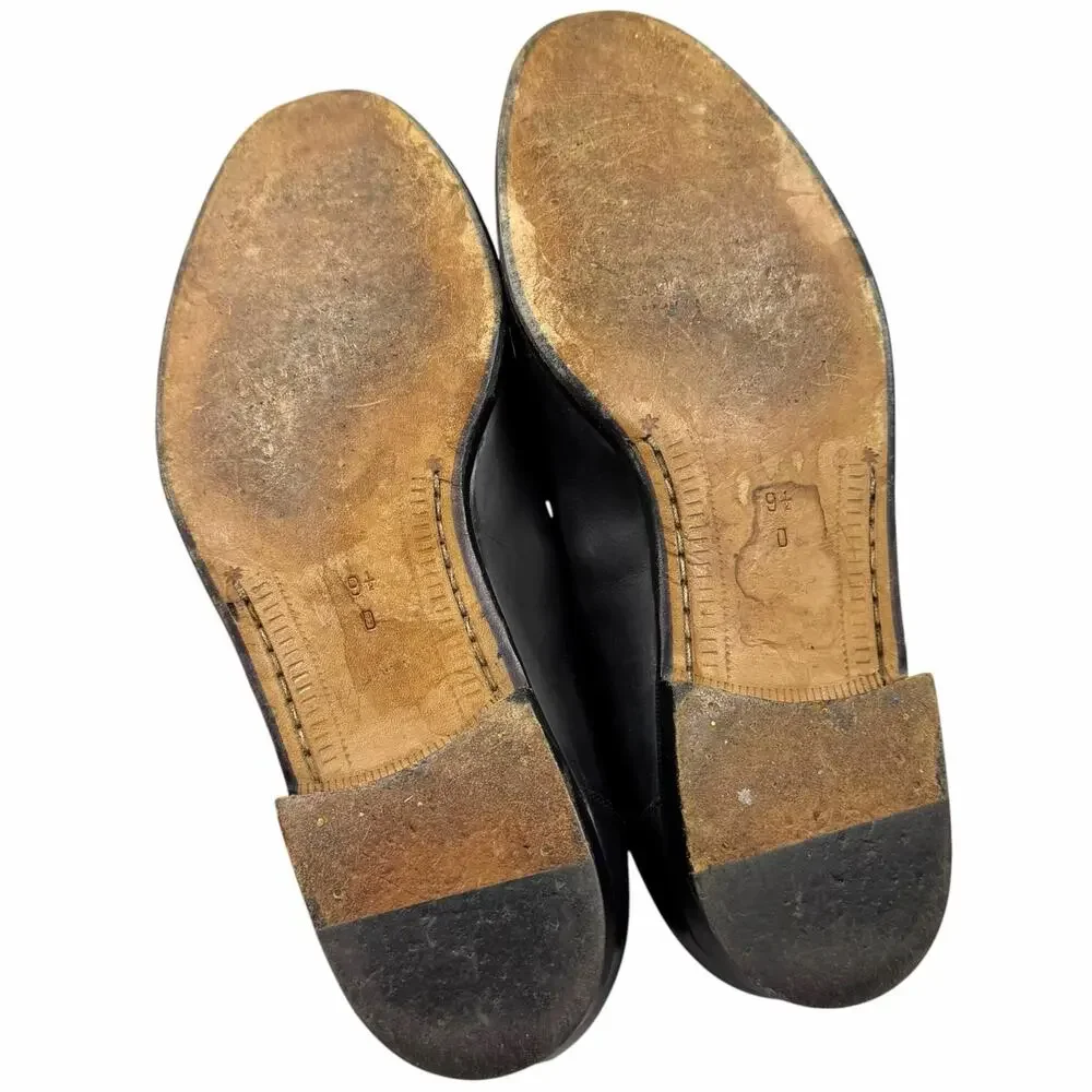 VINTAGE 90s Cole Haan City Black Leather Tassel Kiltie Loafers Italy Mens 9.5 D